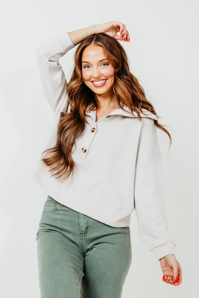 Illa Illa Oversized Collar Top for Women in Seashell