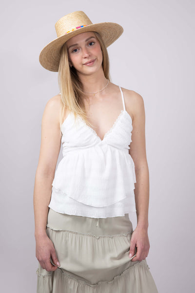 Illa Illa Lace Ruffle Cami for Women in Off White | T5128