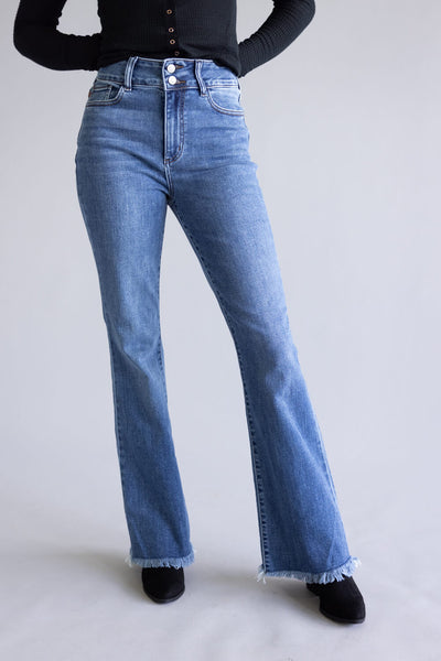 Judy Blue High Rise Fray Hem Bootcut Jeans for Women