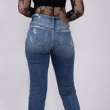 Judy Blue Mid Rise Distress Button Fly Boyfriend Jeans for Women