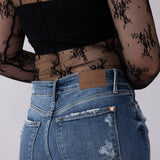 Judy Blue Mid Rise Distress Button Fly Boyfriend Jeans for Women