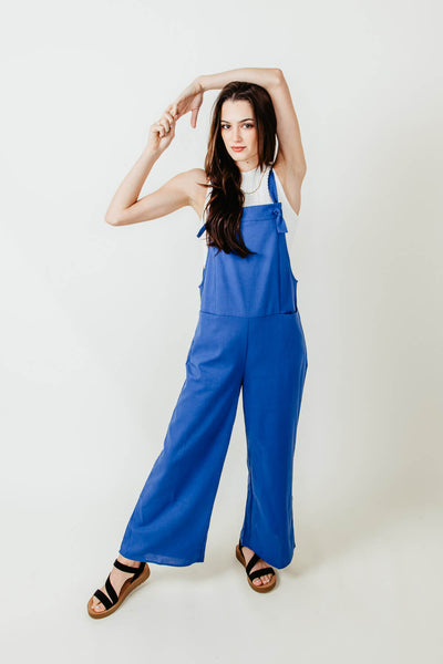 Jumpsuit with Knot Straps for Women in Blue