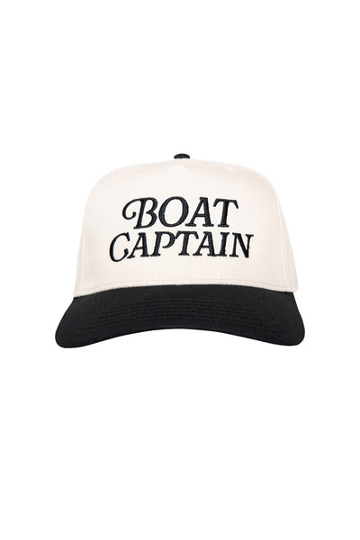 LOGAN セーリング CAP Boat Captain Trucker Hat for Women in Black/Tan | KDC-BC