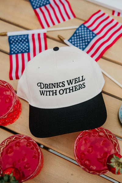 Drinks Well With Others Trucker Hat for Women in Black/Tan