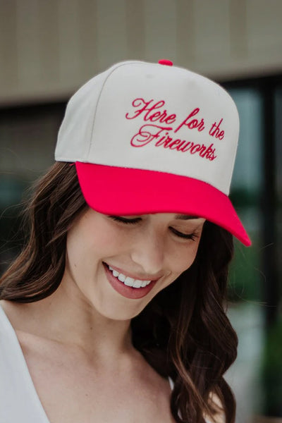 Here For The Fireworks Trucker Hat for Women in Red/Tan