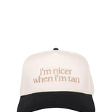 I’m Nicer When I’m Tan Trucker Hat for Women in Black/Tan