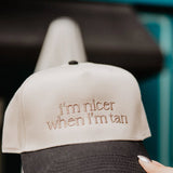 I’m Nicer When I’m Tan Trucker Hat for Women in Black/Tan