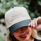 I’m Nicer When I’m Tan Trucker Hat for Women in Black/Tan