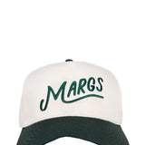 Margs Trucker Hat for Women in Dark Green/Tan