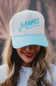 Margs Trucker Hat for Women in Aqua/Tan