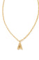 kendra scott gold initial necklace with a letter A pendant
