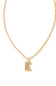 kendra scott gold initial necklace with a letter E pendant