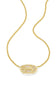 A gold chain necklace featuring a small oval pendant with a gold rope-style border and a pale pink inlay, displayed on a clean white background.