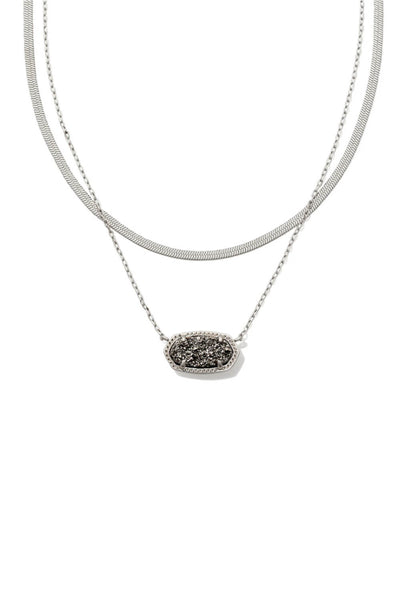 Kendra Scott Elisa Herringbone Multi Strand Necklace in Platinum Drusy