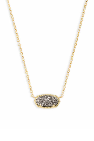 Kendra Scott Elisa Gold Short Pendant Necklace in Platinum Drusy