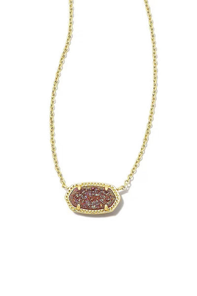 Kendra Scott Elisa Pendant Necklace in Gold Spice Drusy