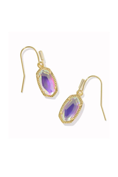 Kendra Scott Lee Gold Drop Earrings in Dichroic Glass