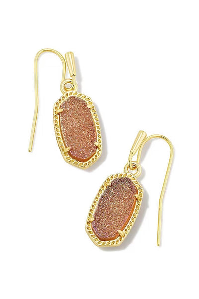 Kendra Scott Lee Gold Drop Earrings in Spice Drusy