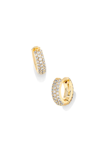 Kendra Scott Mikki Pave Huggie Earrings in Gold