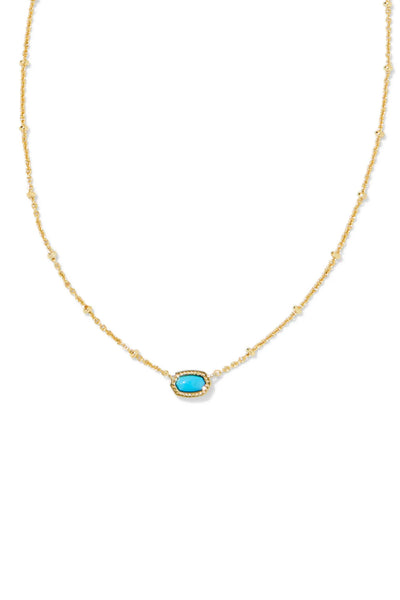 Kendra Scott Mini Elisa Gold Satellite Short Pendant Necklace in Turquoise Magnesite