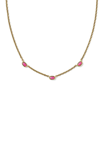 Kendra Scott Mini Elisa Three Stone Short Necklace for Women in Pink