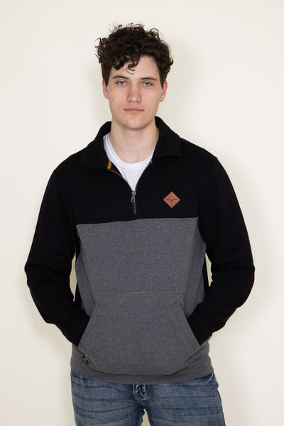 Kimes Ranch Diamond Head 1/4 Zip for Men in Black/Grey