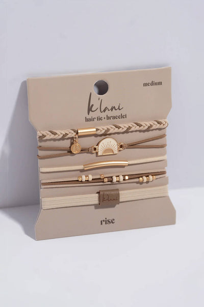 K’lani Rise Medium Hair Tie Bracelets in Beige