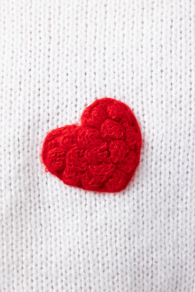 3D Heart Sweater for Women in White