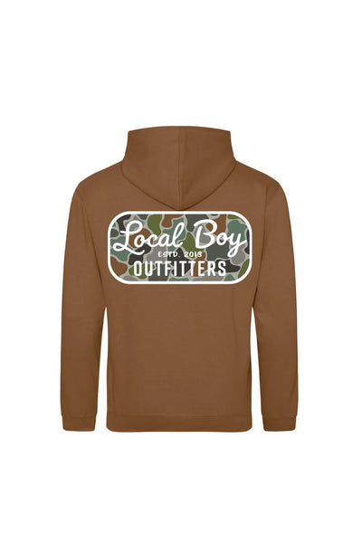 Local Boy Youth Retro Patch Hoodie in Brown
