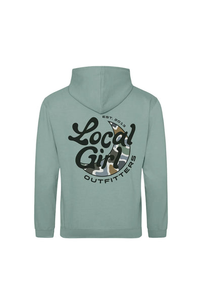 Local Girl Youth Groovy Moon Hoodie in Green