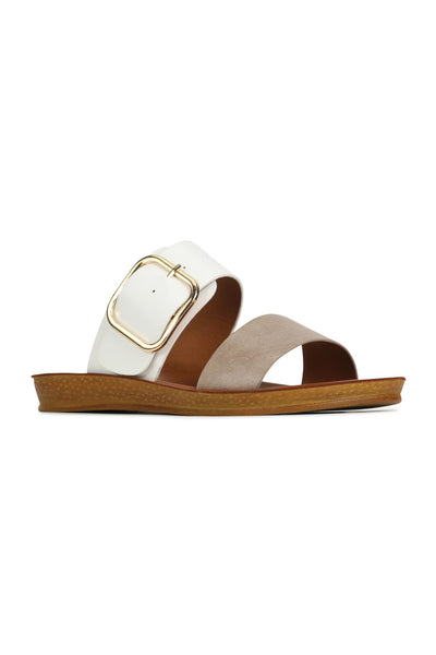 Los Cabos Doti Big Buckle Sandals for Women in White