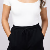 Love Tree Drawstring Super Soft Lounge Shorts for Women in Black