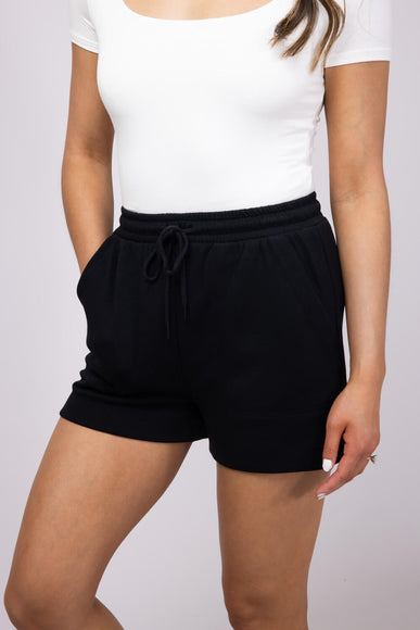Love Tree Drawstring Super Soft Lounge Shorts for Women in Black