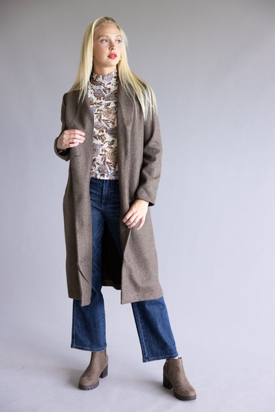 Love Tree Full Length Long Coat for Women in Brown