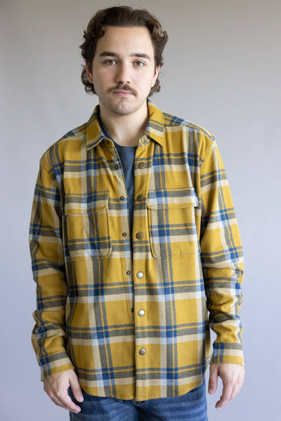 Marsh Wear Seadrift Flannel Overshirt for Men in Harvest Gold