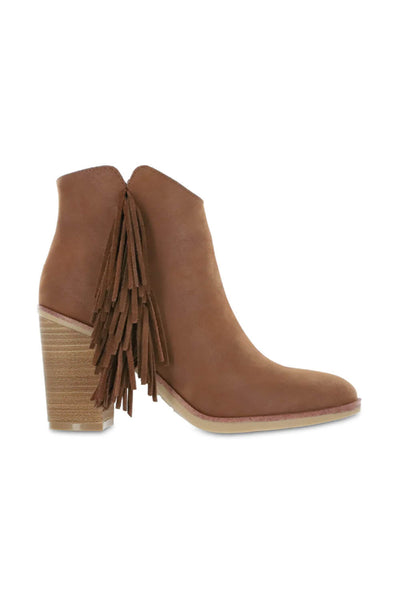 MIA Shoes Cisco Fringe Ankle Booties for Women in Cognac Brown