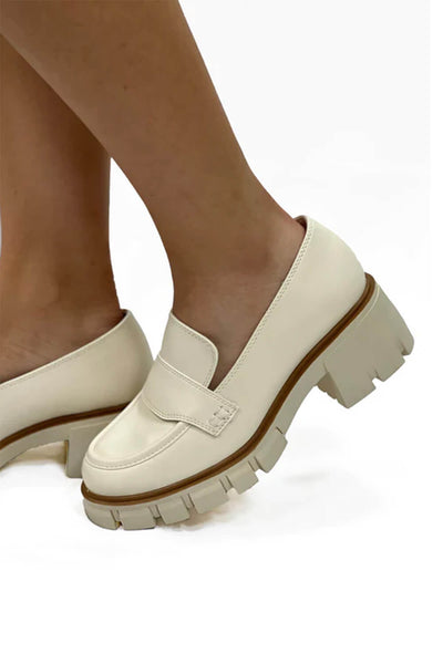 MIA Shoes Robbin Lug Loafers for Women in Bone