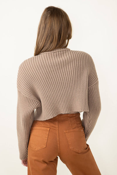 Cropped Turtleneck Sweater for Women in Taupe MT1573-TAUPE – Glik's