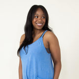 Mineral Washed Onesie Romper for Women in Blue