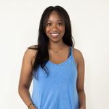 Mineral Washed Onesie Romper for Women in Blue