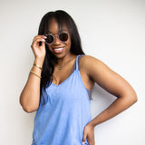 Mineral Washed Onesie Romper for Women in Blue