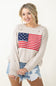 Miracle American Flag Distressed Sweater for Women in Beige