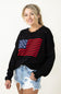 Miracle American Flag Distressed Sweater for Women in Black