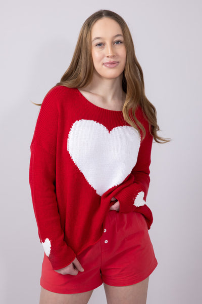 Miracle Heart Sweater for Women in Red