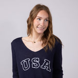 Miracle USA Lightweight USA Sweater for Women in Navy