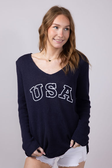 Miracle USA Lightweight USA Sweater for Women in Navy