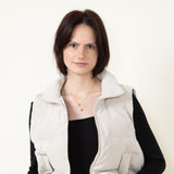 Corduroy Puffer Vest for Women in Sand