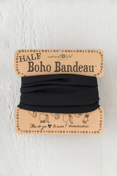 Natural Life Half Boho Bandeau Headband in Black