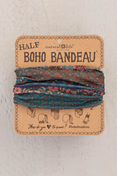 Natural Life Half Boho Bandeau Headband in Dark Patchwork