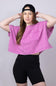 Oversized Cropped Mineral Wash Knit T-Shirt for Women in Orchid